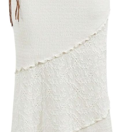 Women's Y2K Summer Boho Bodycon Long Skirts Crochet Knitted Lettuce Trim Midi Skirt with Belt