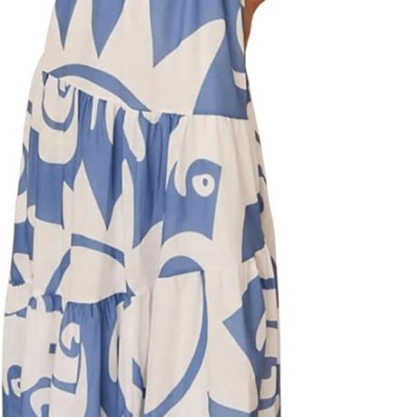 Women Boho Maxi Dress Printed Tiered Ruffle Flowy Sundress Summer Afternoon Tea Dresses