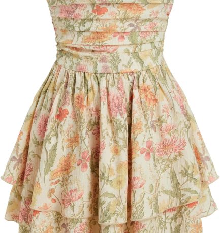 Women Summer Cocktail Dress - Tube Ruched Ruffle Mini Dress