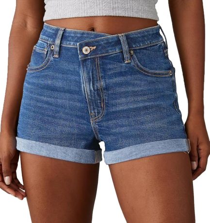 Women's Jean Shorts High Waisted Stretchy Casual Rolled Hem   Denim Shorts